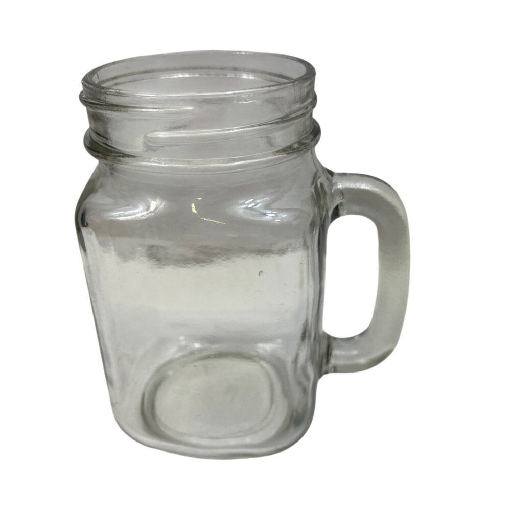 Clear Glass Mason Jar Mug With Handle & Screw Top Rim C63
